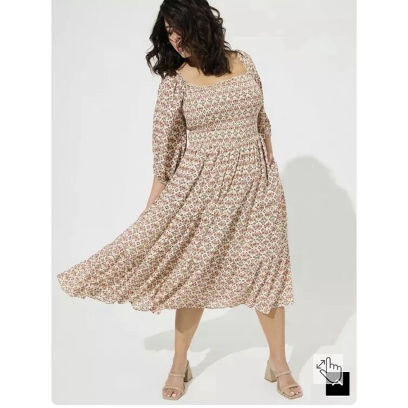 torrid Dresses & Skirts - Torrid Midi Gauze Off The Shoulder Tiered Dress Floral Boho Cottagecore Sz 3X